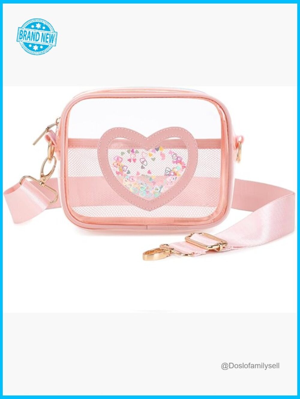 Clear Crossbody Bag Stadium Approved Transparent Purse Heart Shaped Small Pouch